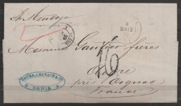 L. Datée 7 Mai 1873 De BAHIA (Brésil) Càd BAHIA /8 MAIO 1873 Pour AIGRE Près Cognac - Càd "BRESIL /28 MAI 1873/ BORDEAUX - Cartas & Documentos