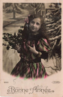 ENFANT - Bonne Année - Fillette Avec Du Guis - Robe à Carreaux - Opera - Colorisé - Carte Postale Ancienne - Altri & Non Classificati