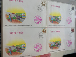 Taiwan Stamp FDC X 4 Covers Road Safety Home Motorcycle Bus - Autres & Non Classés