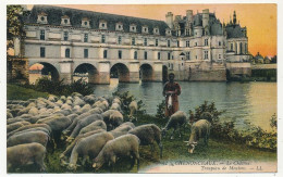CPA - CHENONCEAUX (Cher) - Le Château - Troupeau De Moutons - Autres & Non Classés