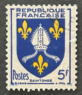 FRA1005U9 - Armoiries De Provinces (VII) - Saintonge - 5 F Used Stamp - 1954 - France YT 1005 - 1941-66 Armoiries Et Blasons