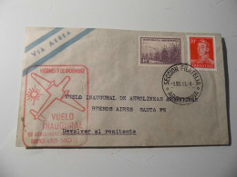 Busta Viaggiata "VUELO INAUGURAL DE AEROLINAS ARGENTINAS BUENOS AIRES - SANTAFE" 1955 - Lettres & Documents