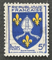 FRA1005UE - Armoiries De Provinces (VII) - Saintonge - 5 F Used Stamp - 1954 - France YT 1005 - 1941-66 Wapenschilden