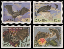 Sambia 1989 - Mi-Nr. 474-477 ** - MNH - Fledermäuse / Bats - Zambie (1965-...)