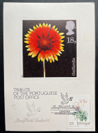 CARTE TRIBUTE OF THE PORTUGUESE POST OFFICE / STAMP WORLD LONDON 90 / FLEUR - Storia Postale