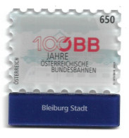 0101a: Österreich 2023, Eisenbahn, Bundesbahn ÖBB, Acrylmarke Bahnhof Bleiburg Stadt & Post- Werbeblatt - Völkermarkt