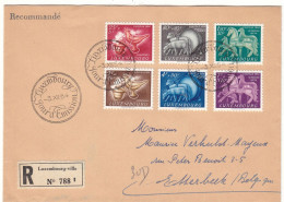 Luxembourg - Lettre Recom De 1954 - Oblit Luxembourg - Caritas - Chevaux - Valeur 50 Euros - Storia Postale
