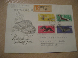 JOSSNITZ 1962 To Hagen Bat Bats Red Wood Ant Mouse Weasel Shrews Registered Cancel Cover DDR GERMANY Chauve Souris - Chauve-souris