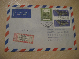 RIBNITZ-DAMGARTEN 1963 To Montevideo Uruguay Bat Bats Registered Cancel Cover DDR GERMANY Chauve Souris - Vleermuizen