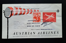 Österreich 1961, Erstflug WIEN-SALZBURG-GENF-BARCELONA - First Flight Covers