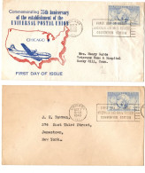 (N108) USA SCOTT # 2 X C 43 - 75 Th Anniversary Universal Postal Union - Chicago (ILL) - 1949. - 2c. 1941-1960 Covers