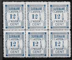 Suriname 1912, NVPH 68 Blok Van 6 MNG Met Rechts Type II Kw 82 EUR (SN 1240) - Suriname ... - 1975