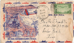 (N109) USA SCOTT # C21 - Air Mail HawaiIan Islands To USA - Union States Fleet - Cedar Rapids Iowa - 1940. - 2c. 1941-1960 Cartas & Documentos