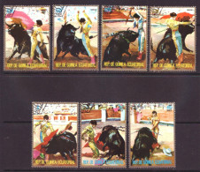 Guinea Equatorial 579 T/m 585 Used Bull Fighting Animals (1975) - Guinée Equatoriale