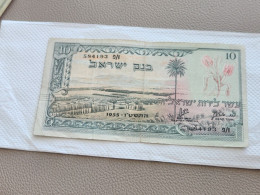 Israel-BANK OF ISRAEL-FRIST ISSUE-TEN LIROT-(46)-(ו/פ 584193-black Number)(10LIROT)-(?)-XXF-note - Israel