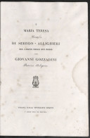 Nozze Contessa Di Serego Allighieri Con Giovanni Gozzadini - Epistola - 1841 - Altri & Non Classificati