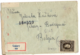 SLOVAQUIE YT N°50  SUR LETTRE RECOMMANDEE OBLITEREE GAJARY POUR LA BELGIQUE CENSURES - Briefe U. Dokumente