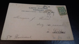 BELGIUM LIEGE SCLESSIN 1902 POSTMARK ALSO LOBBES RECEIVING P/M SENT TO HUBERT CHEZ SES PARENTS A LOBBES HAINAULT BELGIUM - Lobbes