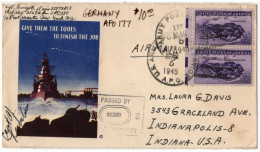 (N113) USA SCOTT #2 X 925 - Military Propaganda 1945 - Passed By 36289 - Germany APO 177 - Indianapolis 1945. - Cartas & Documentos