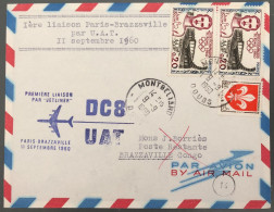France, Premier Vol Paris - Brazzaville Par U.A.T. 11.9.1960 - (B1414) - Erst- U. Sonderflugbriefe