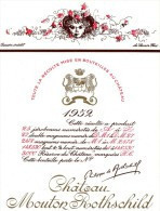 Etiquette Vin Mouton Rothschild, 1952, Dessin Inédit De  Léonor Fini, 75 Cl - Rotwein