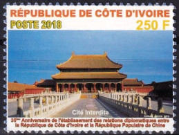 T.-P. Gommé Neuf** - Cité Interdite 35e Anniversaire Des Relations Avec La RP De Chine - N° 1375 (Yvert) - RCI 2018 - Costa De Marfil (1960-...)