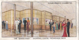 The Queen Mary 1936 -  Churchman Cigarette Card - Original - 27 Shopping Centre, Promenade Deck - Churchman