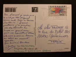 CP Pour La FRANCE ETIQUETTE 75 PTS OBL.MEC.13 7 01 BARCELONA AEROPUERTO - Timbres De Distributeurs [ATM]