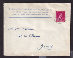 DDEE 808 -- Enveloppe TP Moins 10 % Surcharge Typo IZEGEM 1946 - Entete Tissage De La Mandel S.A. , CACHTEM Lez ISEGHEM - 1946 -10%