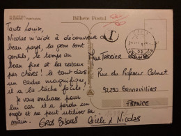 CP Pour La FRANCE ETIQUETTE OBL.23 AGO 91 LISBOA + T De TAXE - Storia Postale