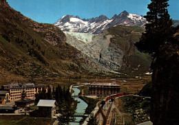 CPM - GLETSCH (Obergoms) - Vue Sur Rhonegletscher Et Galenstock (Gare Train) - Edition Photo Geiger - Obergoms