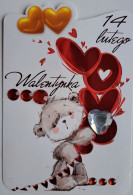 POLAND ..  POSTCARD With Rhinestones..VALENTINE'S DAY - San Valentino