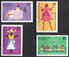 Grenadines Of St. Vincent, 1985, Mi 442-445, Traditional Dances, 4v, MNH - Danse