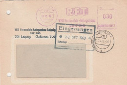 DDR Brief Von ZKD Freistempel Zentraler Kurierdienst Leipzig 1969 RFT VEB Fernmelde Anlagenbau - Central Mail Service