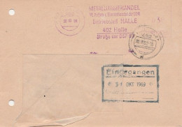 DDR Brief Von ZKD Freistempel Zentraler Kurierdienst Halle 1969 Metallurgiehandel - Zentraler Kurierdienst