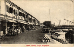 PC SINGAPORE, CHINESE POTTERY SHOPS, VINTAGE POSTCARD (b1018) - Singapour