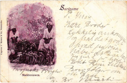 PC SURINAME PARAMARIBO, MARKTVROUWEN, VINTAGE POSTCARD (b406) - Surinam