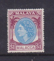 MALACCA  -  1954 Definitive $1 Hinged Mint - Malacca