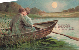 COUPLES - Sans Jamais S'arrêter - Couple Dans Une Barque - Carte Postale Ancienne - Paare