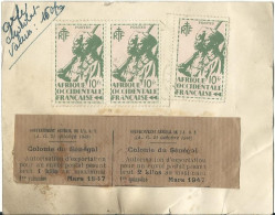 AOF SUR FRAGMENT COLIS 30F SENEGAL DE 1943  LETTRE COVER - Sonstige & Ohne Zuordnung