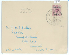 P2546 - ITALIA TRIPOLI 6.12.1951, 12 MAL, ISOLATO PER INGHILTERRA - Tripolitaine