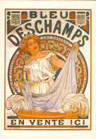 CPM- Alphonse MUCHA - Art Nouveau - "BLEU DESCHAMPS" Publicité - Affiche -1897 _ SUP*** Scan Recto/Verso - Mucha, Alphonse