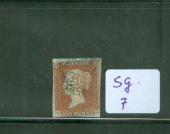 ENGLAND * GREAT BRITAIN * GRANDE BRETAGNE * Großbritannien * ONE PENNY * SG 7 * Used Red Braun Inperforated (2) - Used Stamps