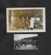 MILITARIA CARTE PHOTO + PHOTO DE 6,5X8,5 POMPIERS DE PARIS GRADÉE AVEC MEDAILLE & CAMION SUR LA PHOTO AEROPORT ORLY : - Pompieri