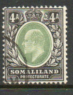 Somaliland Protectorate 1904 KEVII 4 Annas Value, Wmk. Crown CA, Used, SG 37 (BA2) - Somaliland (Protectorate ...-1959)