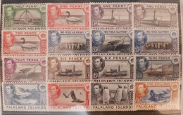 1938-1950 Falkland Islands - 2 Scans 16v. To 5/ Definitives George VI Animals, Ships, Views SG 146/161 - MLH - Islas Malvinas