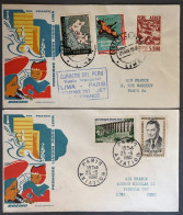 France, AIR FRANCE - Première Liaison PARIS LIMA 23.6.1960 - 2 Enveloppes - (W1070) - Erst- U. Sonderflugbriefe