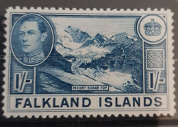 1938 Falkland Islands - 1v., Mount Sugar Top George VI, Geology, Nature, Mountain,glacier, Blue Scott 91, SG 158b - MLH - Berge