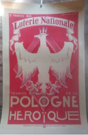 Affiche Drôle De Guerre 1939 40 WWII WW2 Propagande Loterie Nationale Pour La Pologne Héroïque 1940 - 1939-45