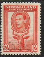 Somaliland Protectorate 1938 GVI Side Facing Definitives, 12 Annas Value, Used, SG 100 (BA2) - Somaliland (Protectorate ...-1959)